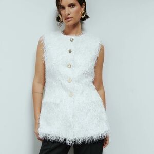 Anna Quan Grace feather knit vest top NWT